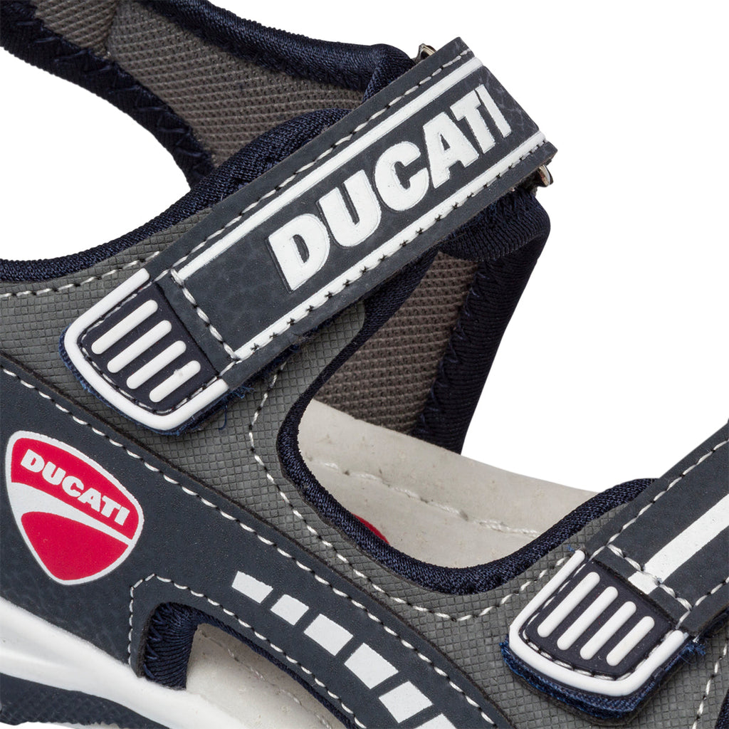 Sandali grigi e blu da bambino con logo laterale Ducati