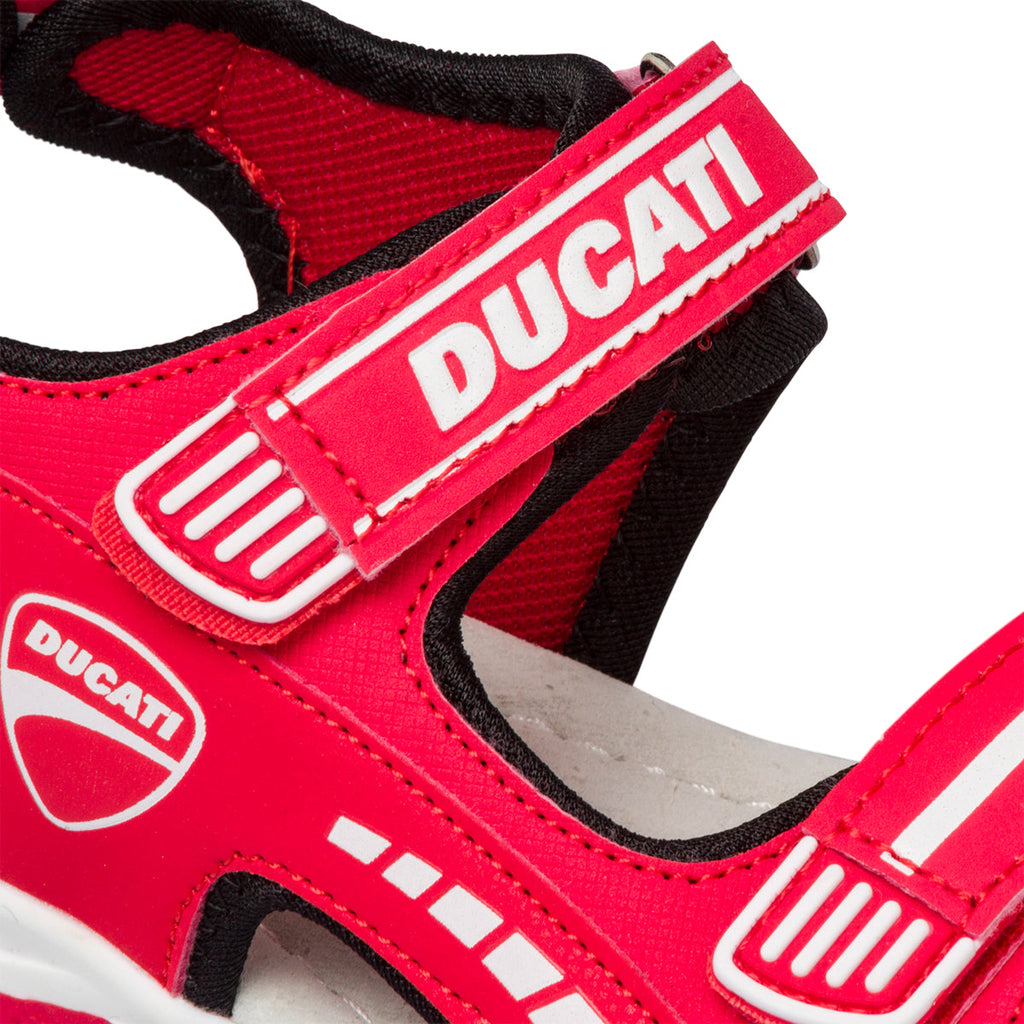 Sandali rossi da bambino con logo laterale Ducati