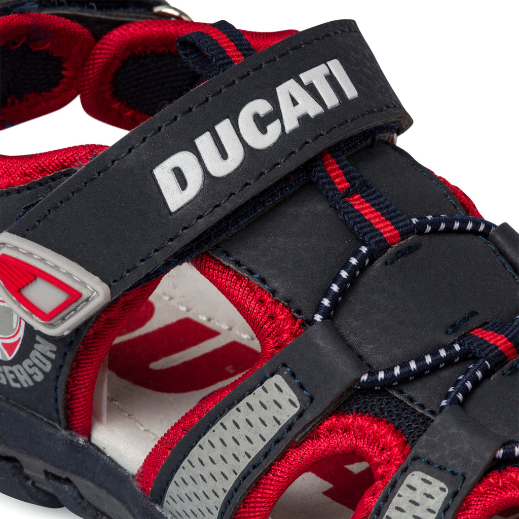 Sandali blu da bambino con logo Ducati