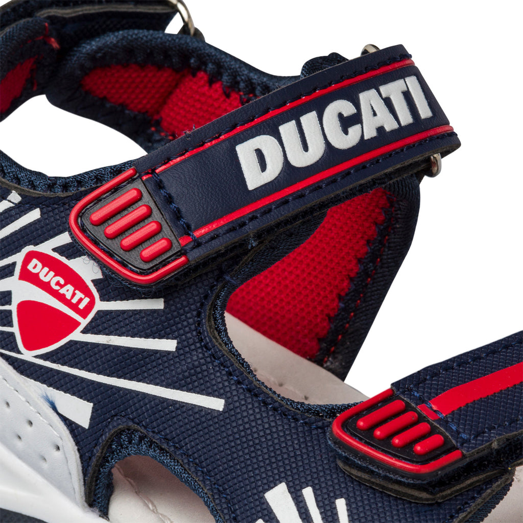 Sandali blu da bambino con logo laterale Ducati