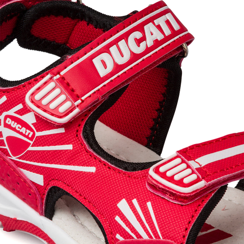 Sandali rossi da bambino con logo laterale Ducati