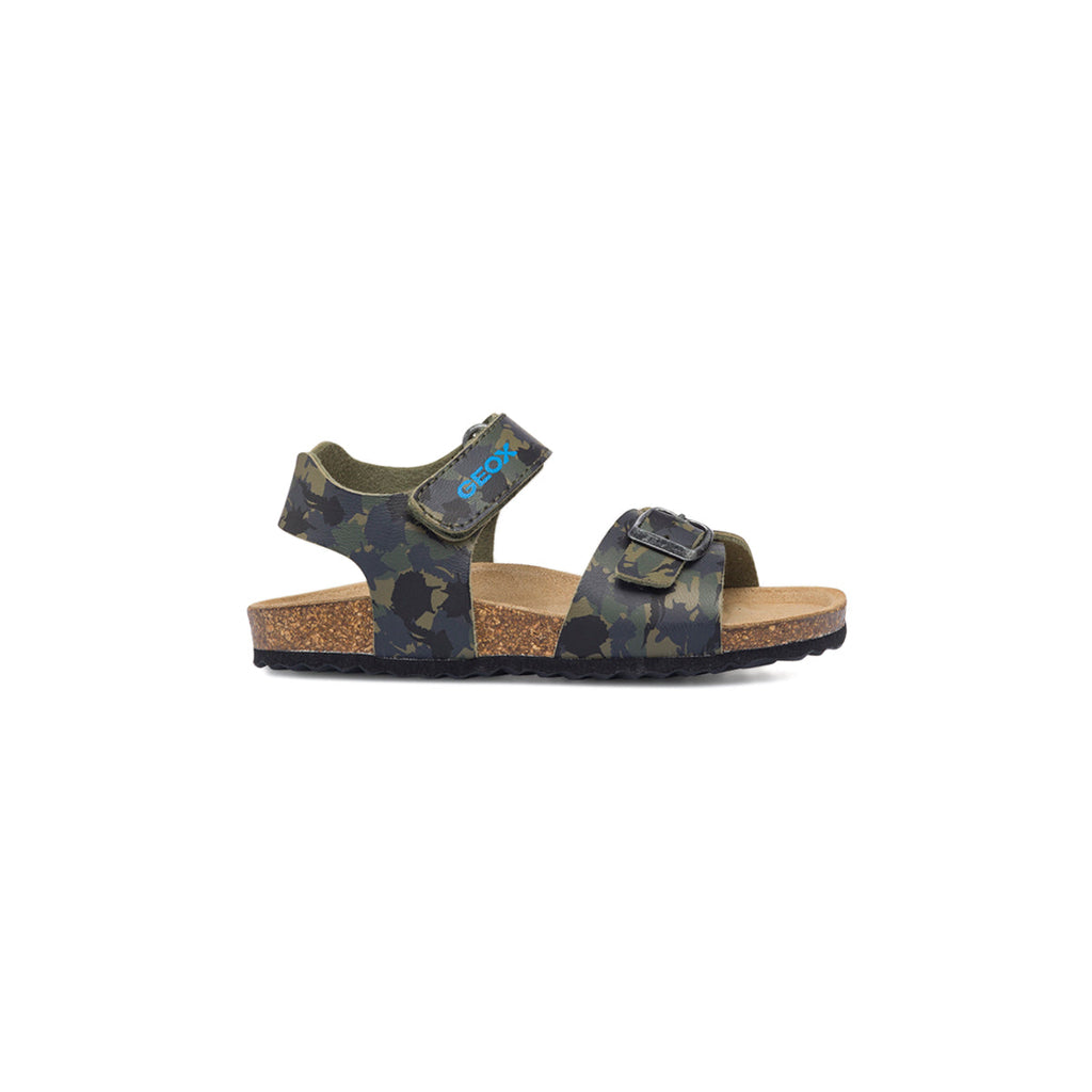 Sandali verde militare camouflage da bambino Geox Ghita