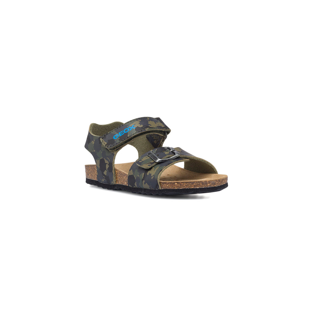 Sandali verde militare camouflage da bambino Geox Ghita
