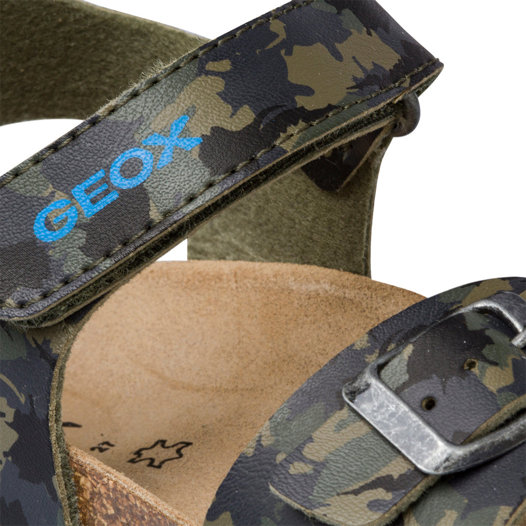 Sandali verde militare camouflage da bambino Geox Ghita