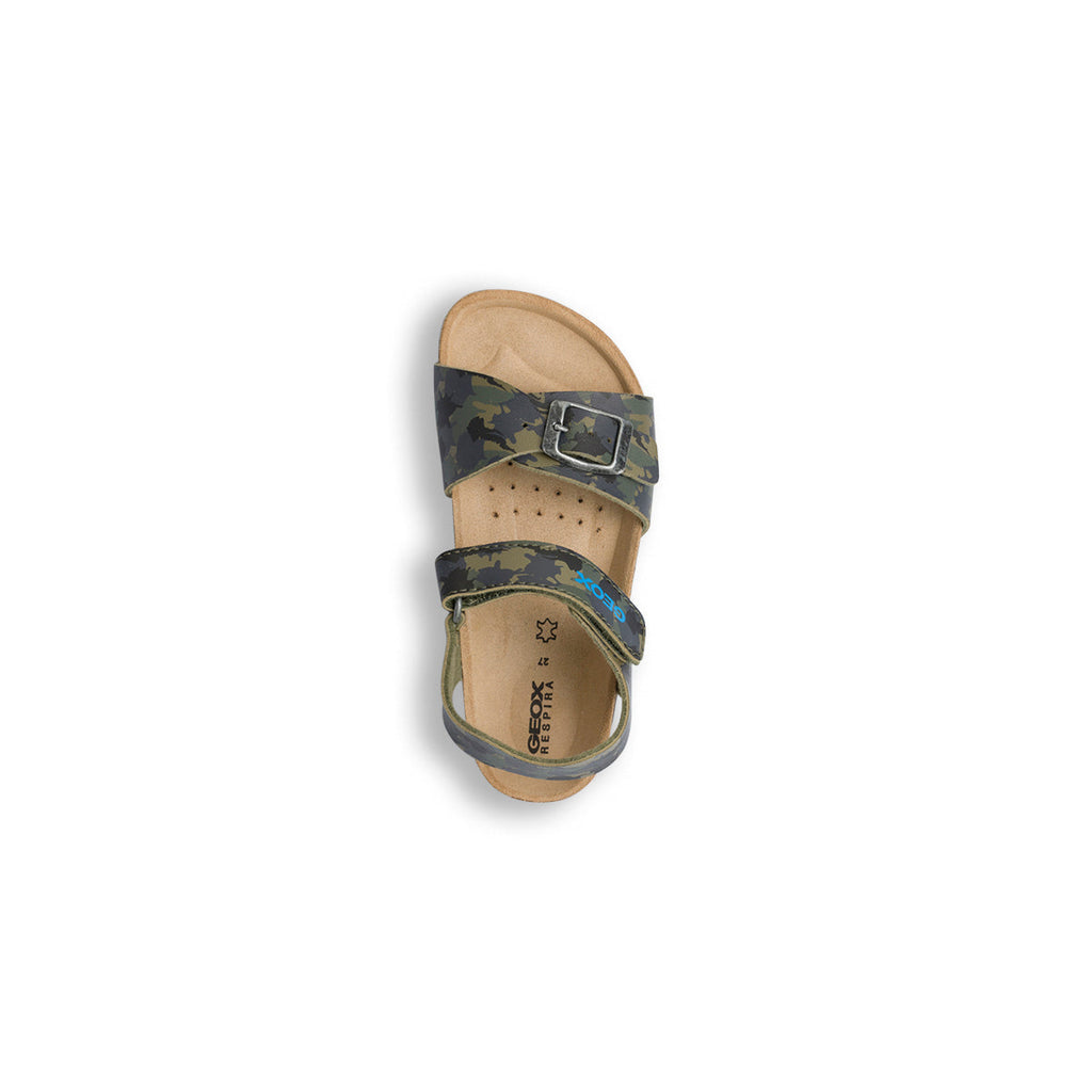 Sandali verde militare camouflage da bambino Geox Ghita