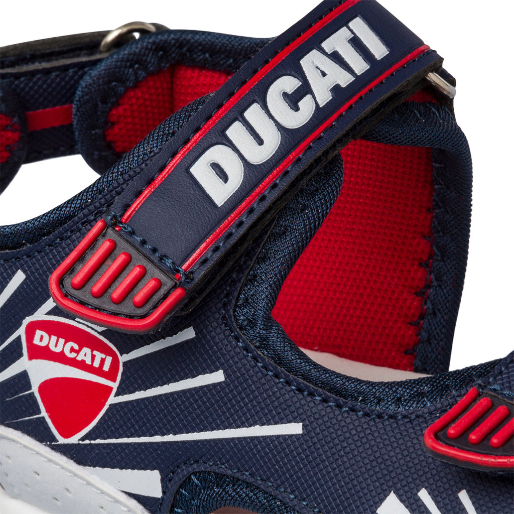 Sandali blu da bambino con logo laterale Ducati