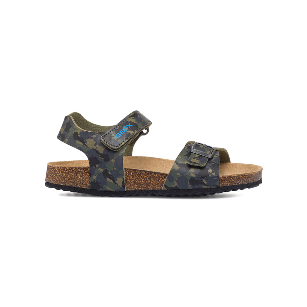 Sandali verde militare camouflage da bambino Geox Ghita