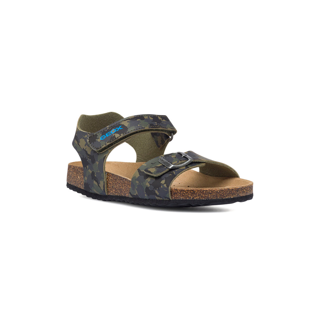 Sandali verde militare camouflage da bambino Geox Ghita