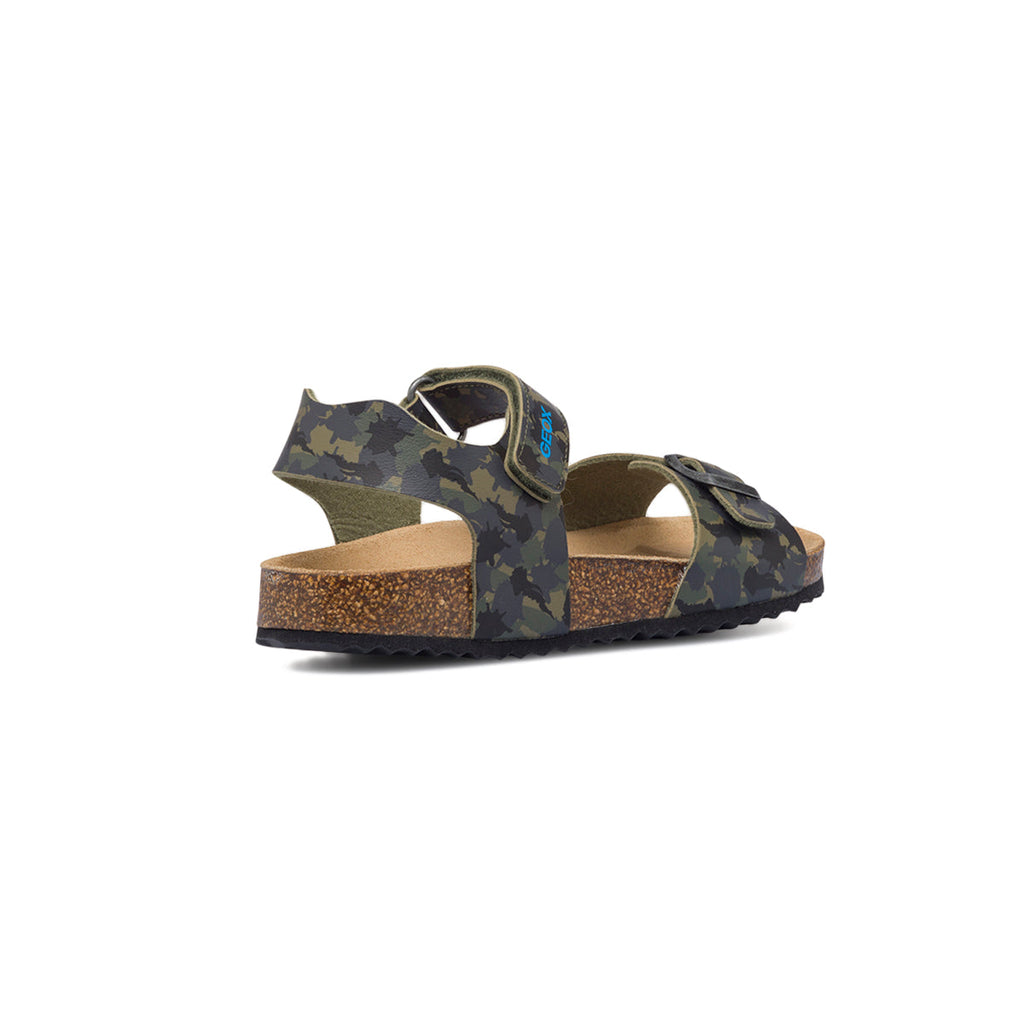 Sandali verde militare camouflage da bambino Geox Ghita