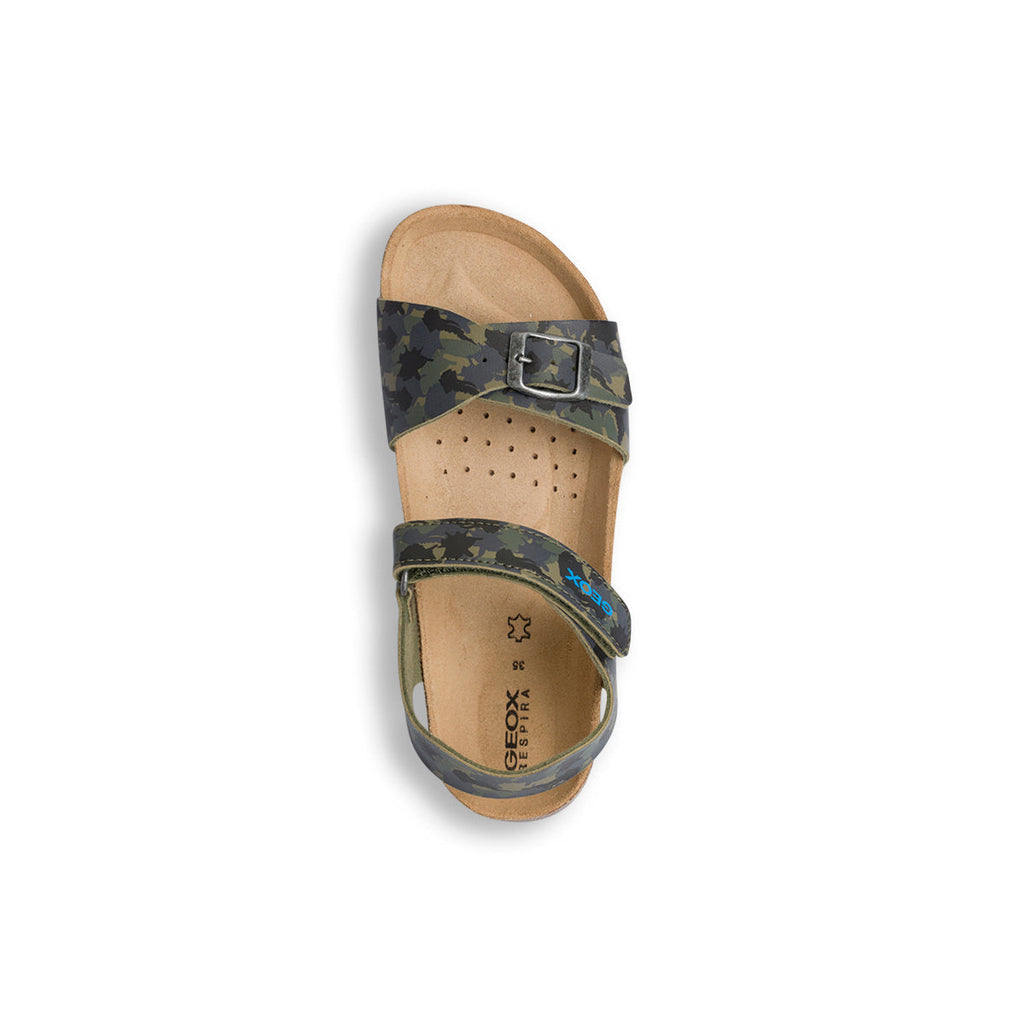Sandali verde militare camouflage da bambino Geox Ghita