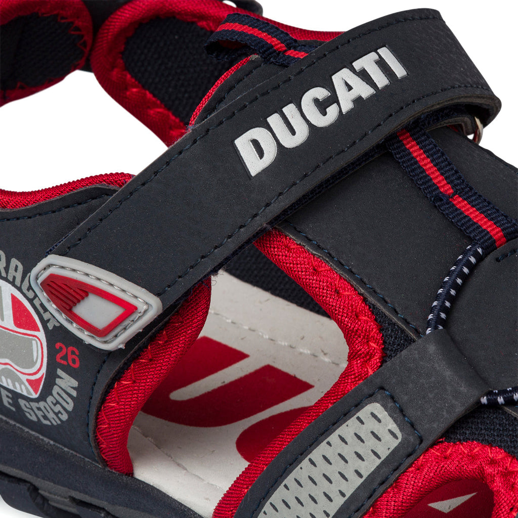 Sandali blu da bambino con logo Ducati