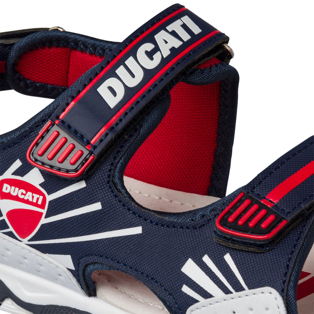 Sandali blu da bambino con logo laterale Ducati