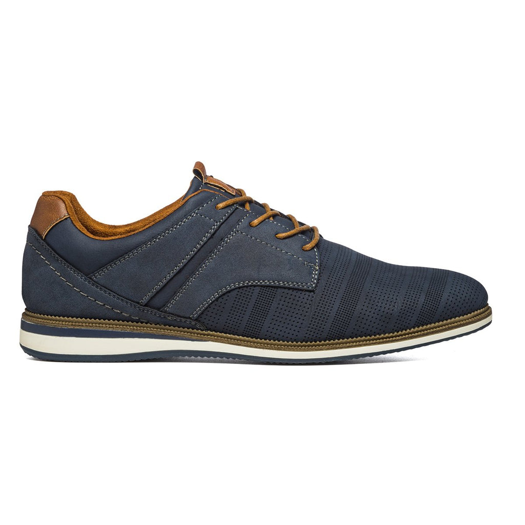 Stringate casual blu traforate con dettagli marroni Patrick