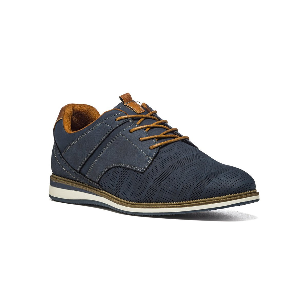 Stringate casual blu traforate con dettagli marroni Patrick