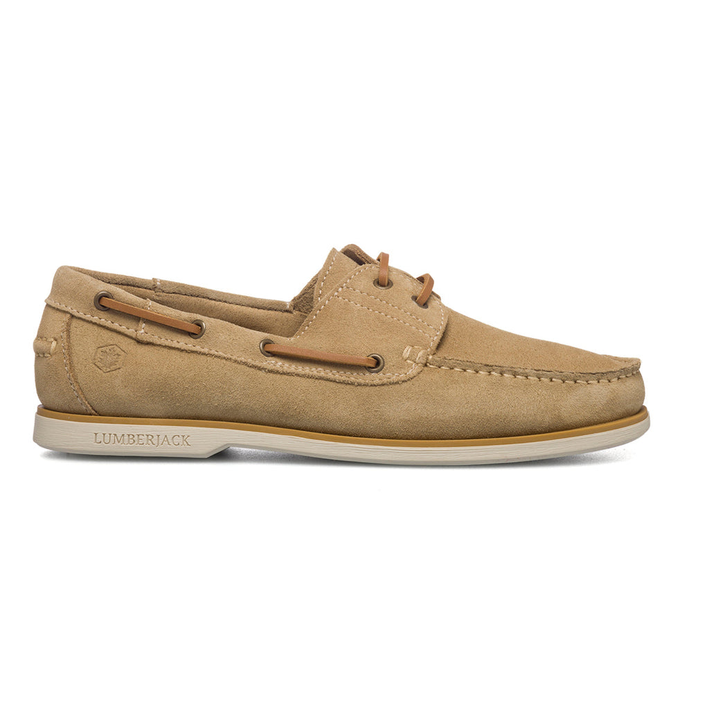 Mocassini da barca beige in pelle scamosciata Lumberjack Navigator