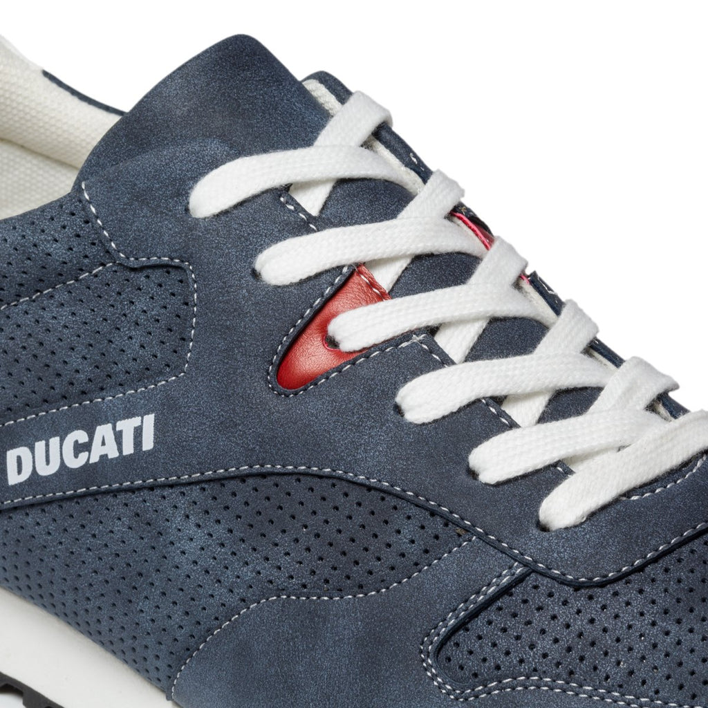 Sneakers blu traforate con patch logo Ducati