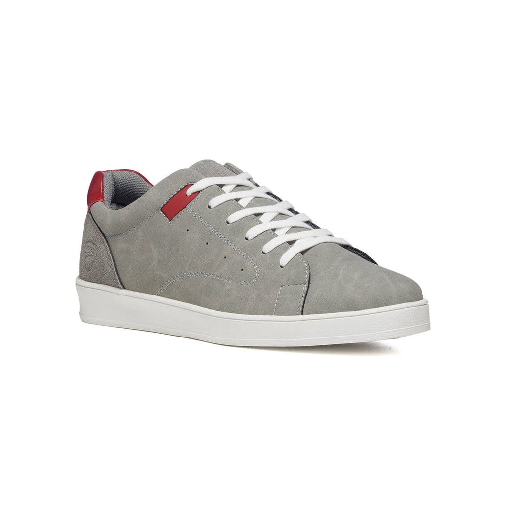 Sneakers grigie con dettagli rossi e logo laterale Ducati