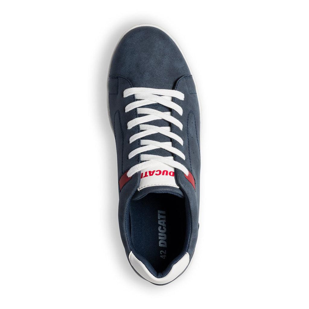 Sneakers blu navy con dettagli rossi e logo laterale Ducati