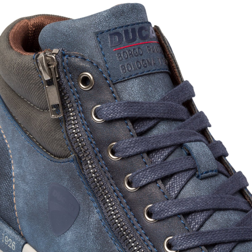 Sneakers alte blu con zip laterale Ducati