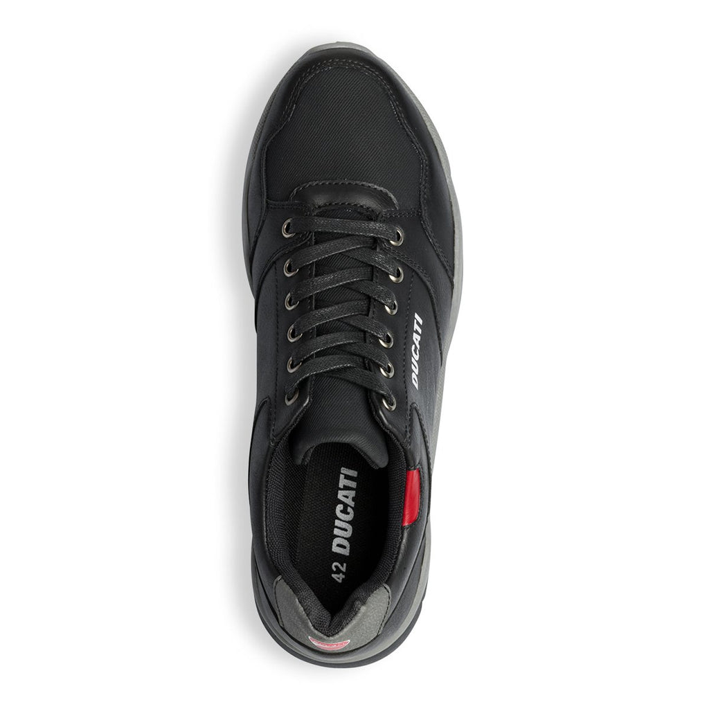 Sneakers nere e grigie con logo sul tallone Ducati