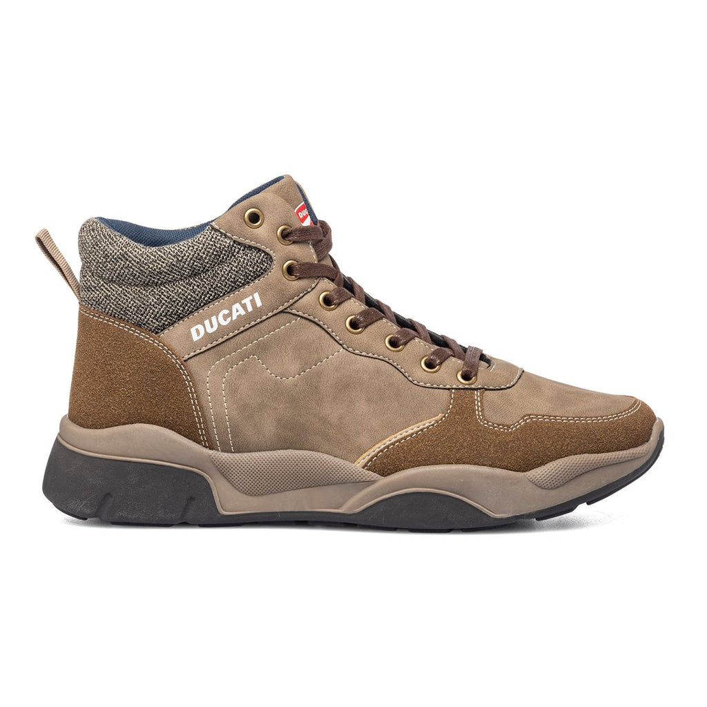 Sneakers alte taupe con logo sulla linguetta Ducati