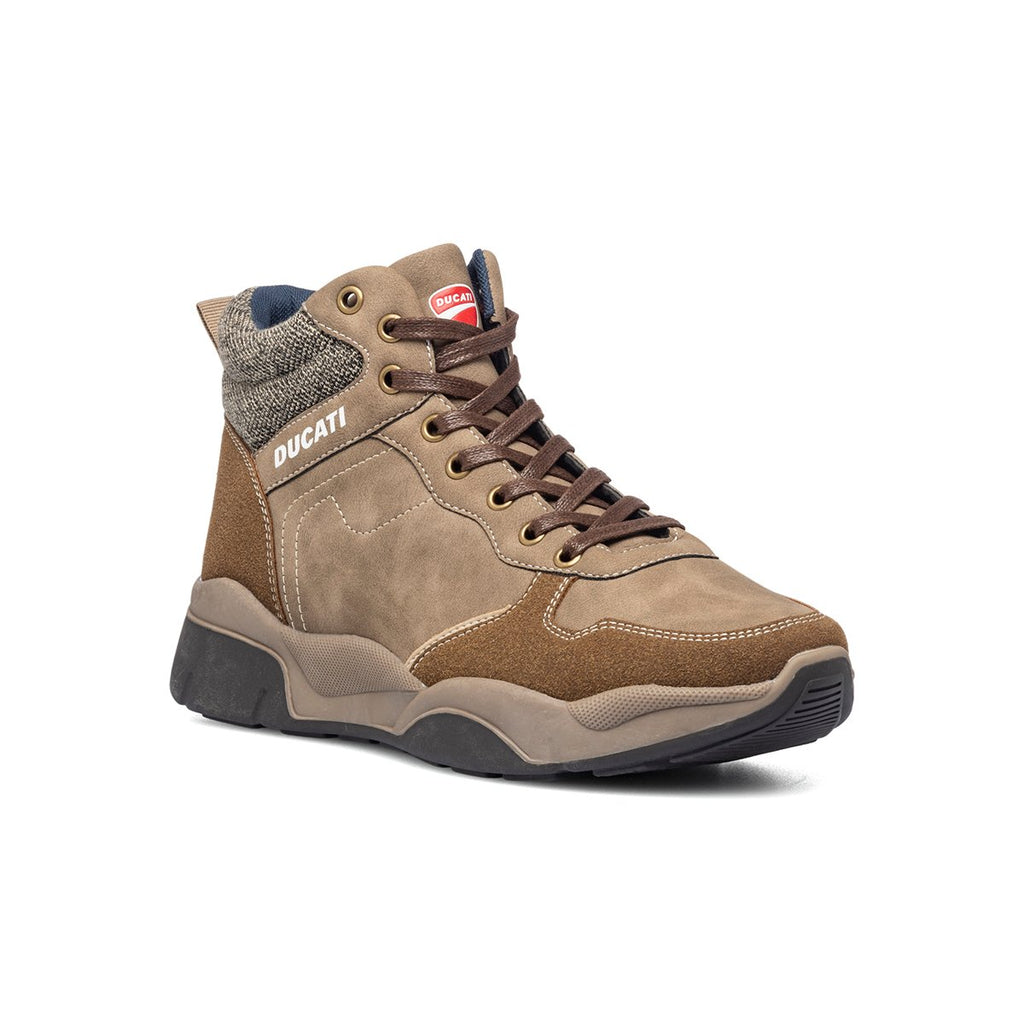 Sneakers alte taupe con logo sulla linguetta Ducati