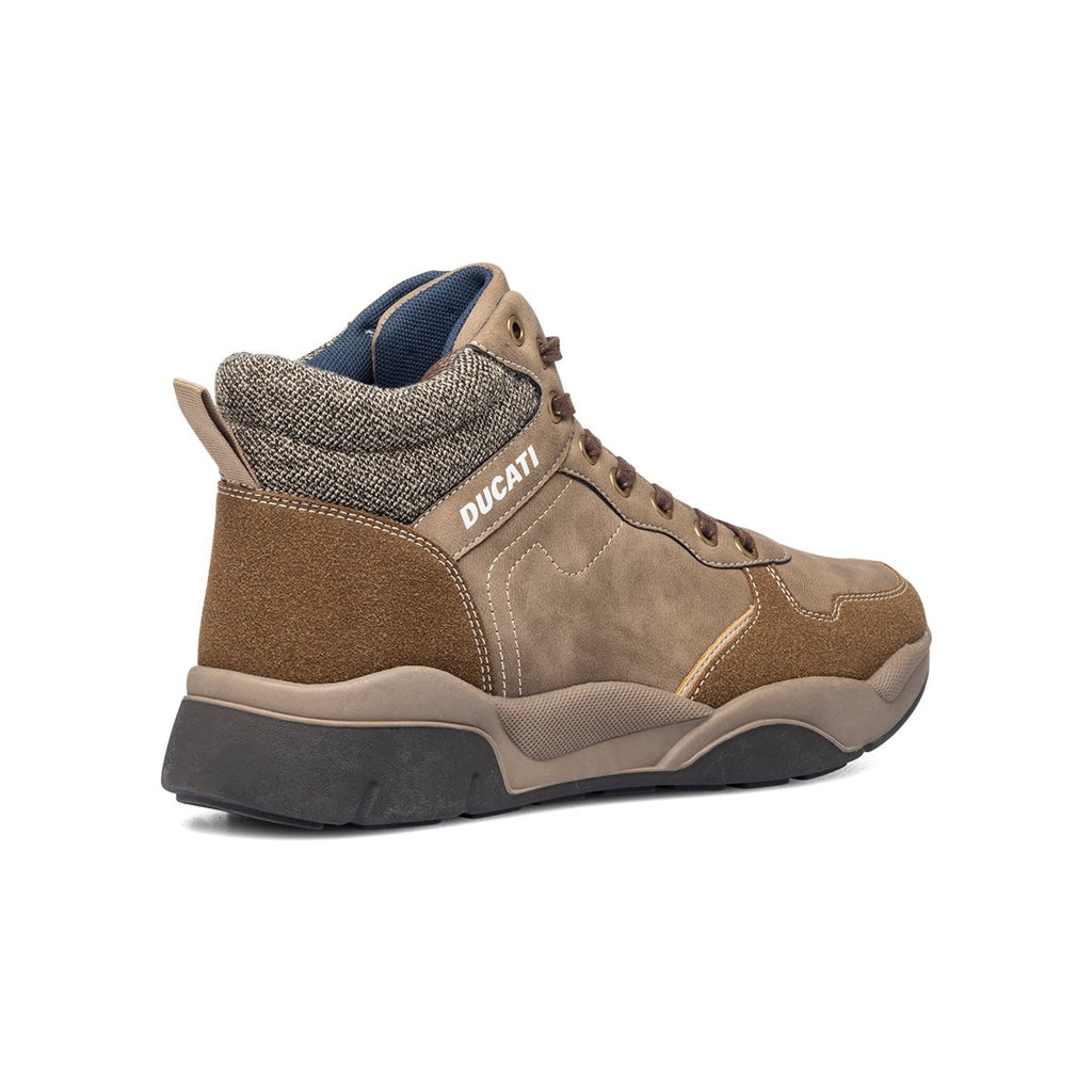 Sneakers alte taupe con logo sulla linguetta Ducati