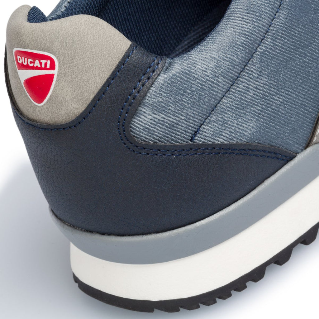 Sneakers blu jeans con logo sul tallone Ducati