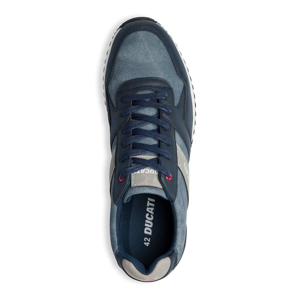 Sneakers blu jeans con logo sul tallone Ducati