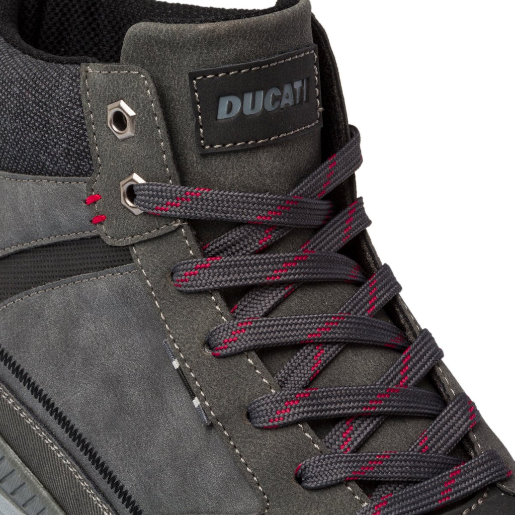 Sneakers alte grigie con patch logo Ducati