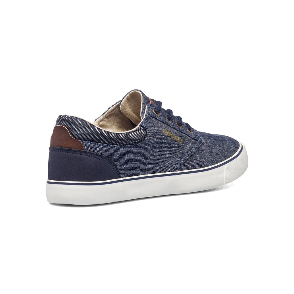 Sneakers blu in tessuto da uomo con logo laterale Ducati