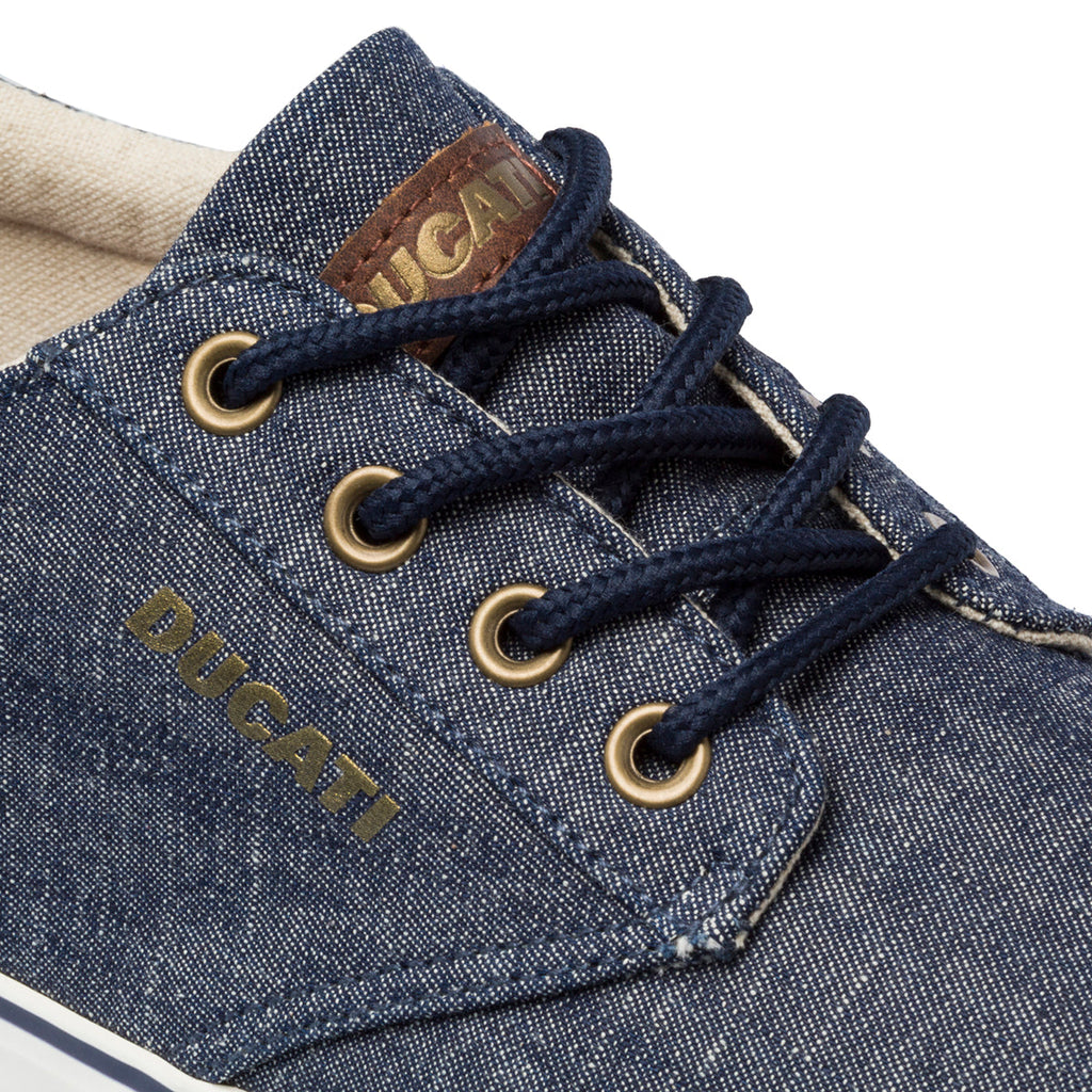 Sneakers blu in tessuto da uomo con logo laterale Ducati