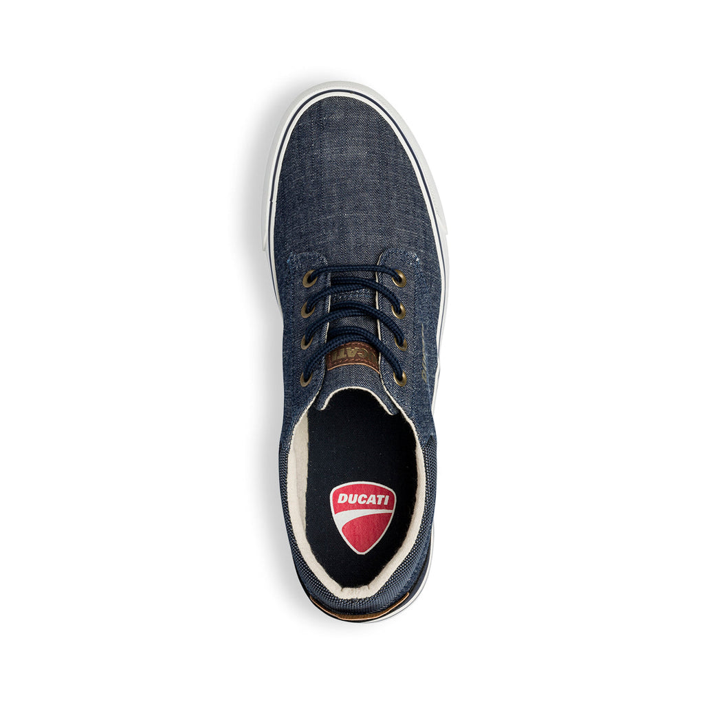 Sneakers blu in tessuto da uomo con logo laterale Ducati
