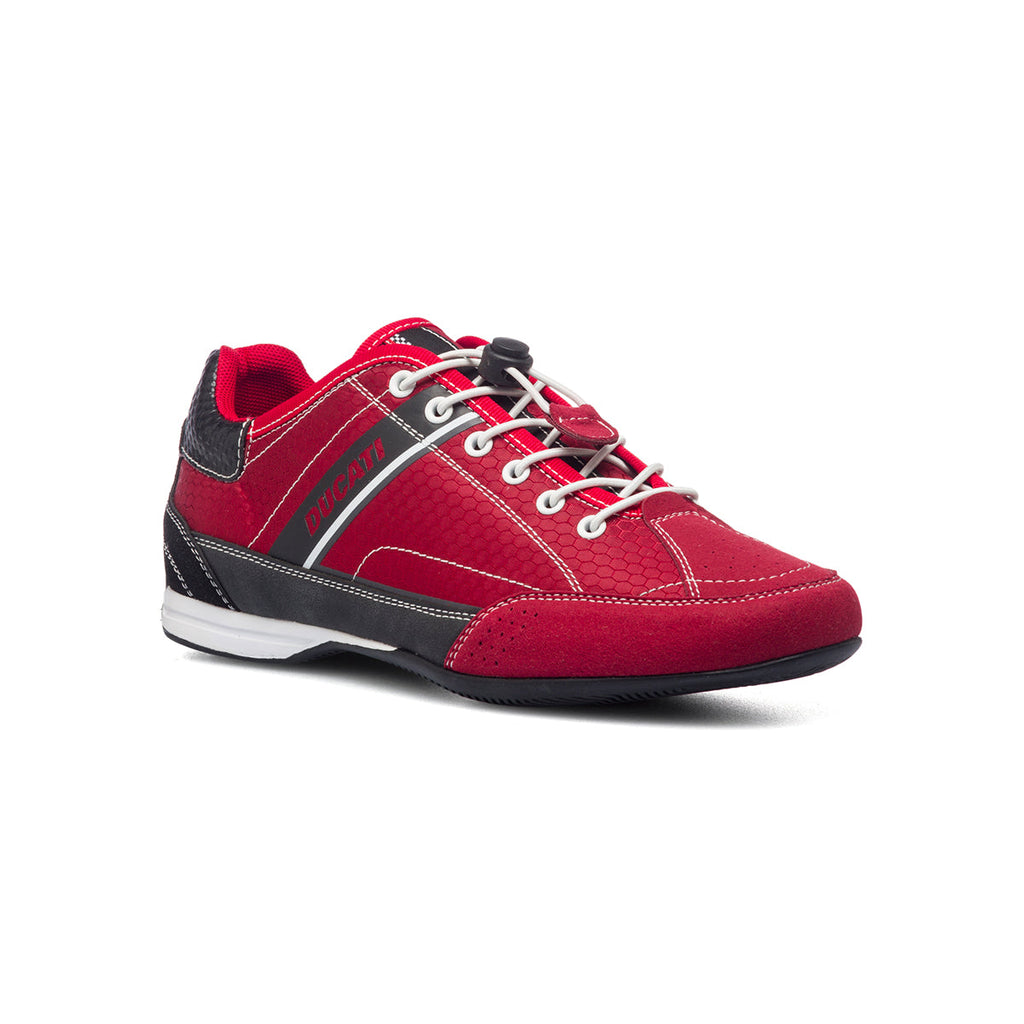 Sneakers rosse in tessuto da uomo con logo laterale Ducati