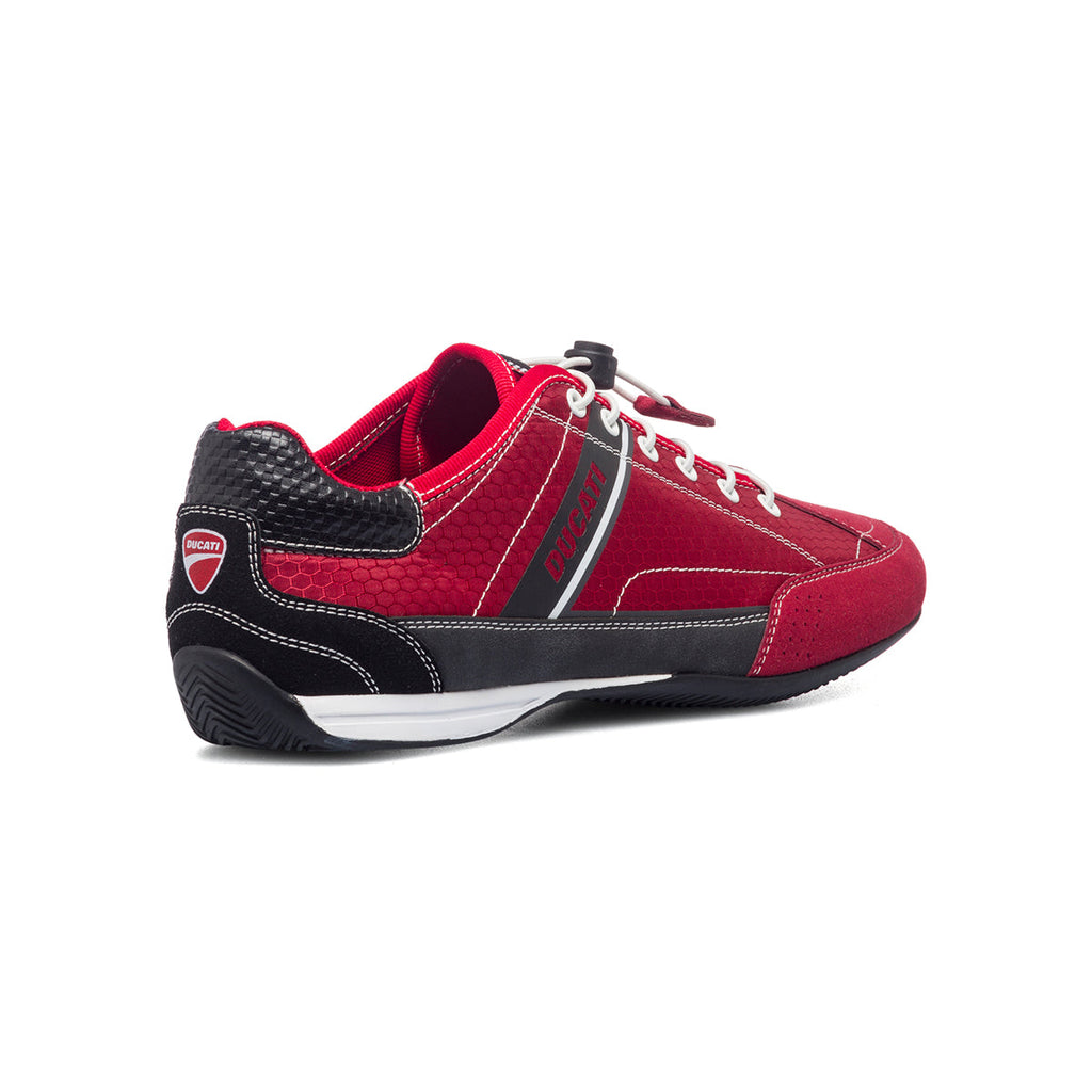 Sneakers rosse in tessuto da uomo con logo laterale Ducati