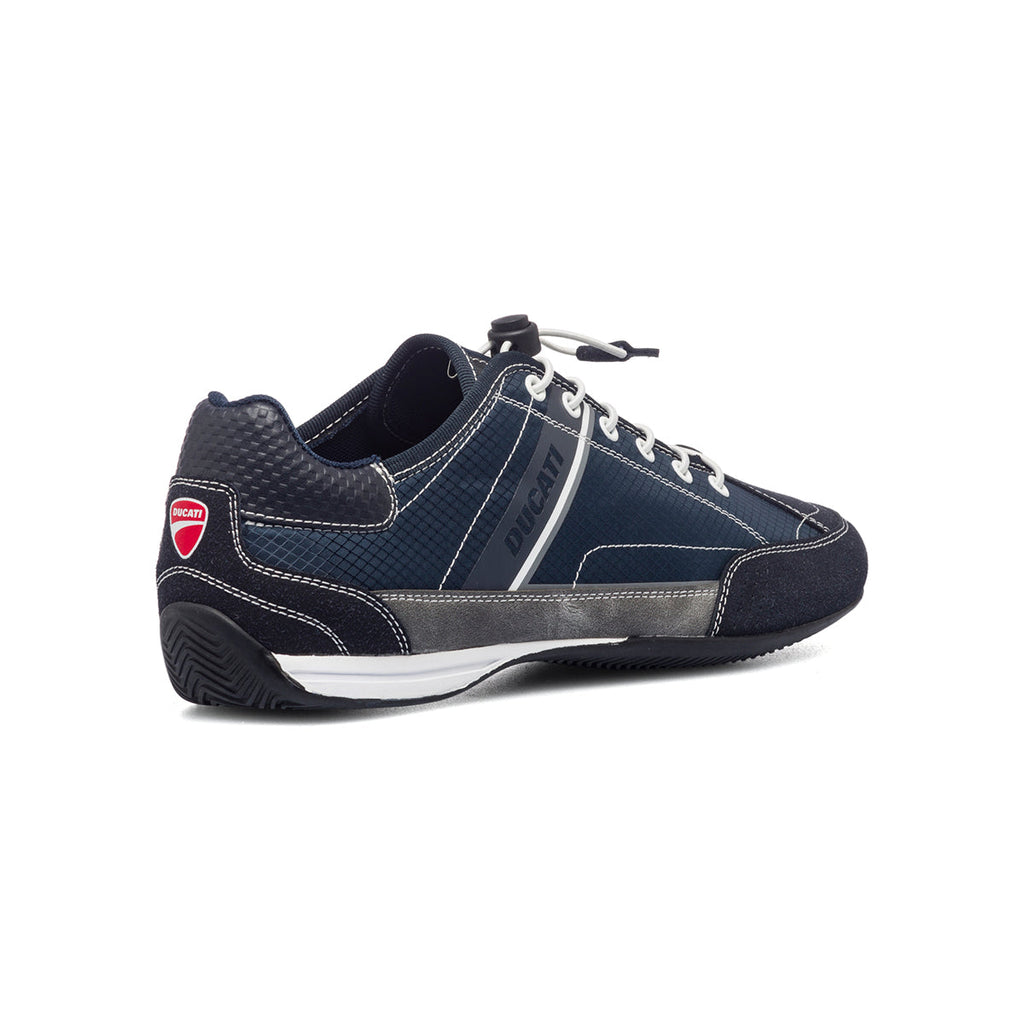 Sneakers blu in tessuto da uomo con logo laterale Ducati