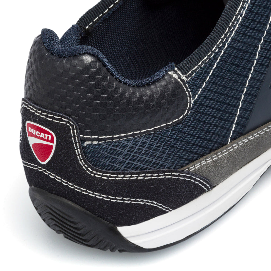 Sneakers blu in tessuto da uomo con logo laterale Ducati