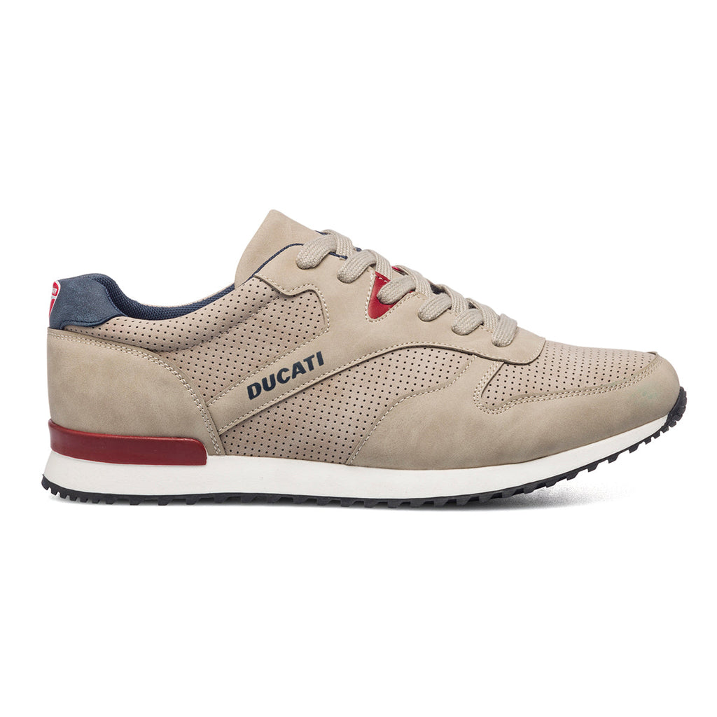 Sneakers beige da uomo con dettagli traforati Ducati