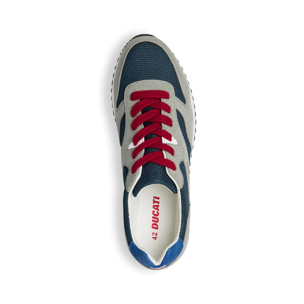 Sneakers grigie e blu da uomo con logo sul tallone Ducati