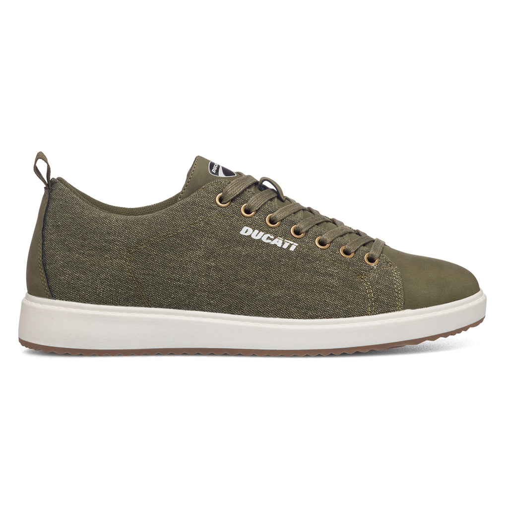 Sneakers khaki da uomo con logo laterale Ducati