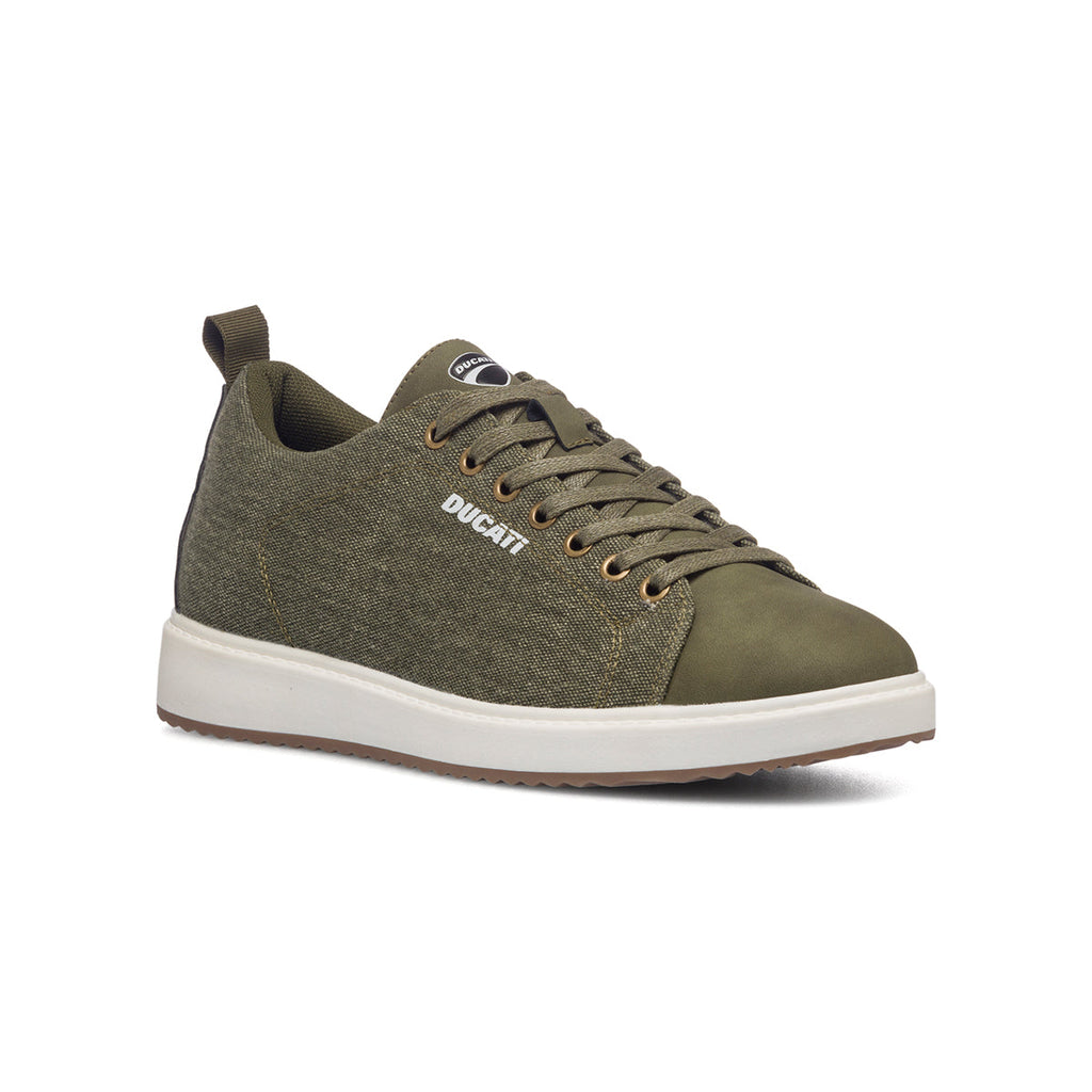 Sneakers khaki da uomo con logo laterale Ducati