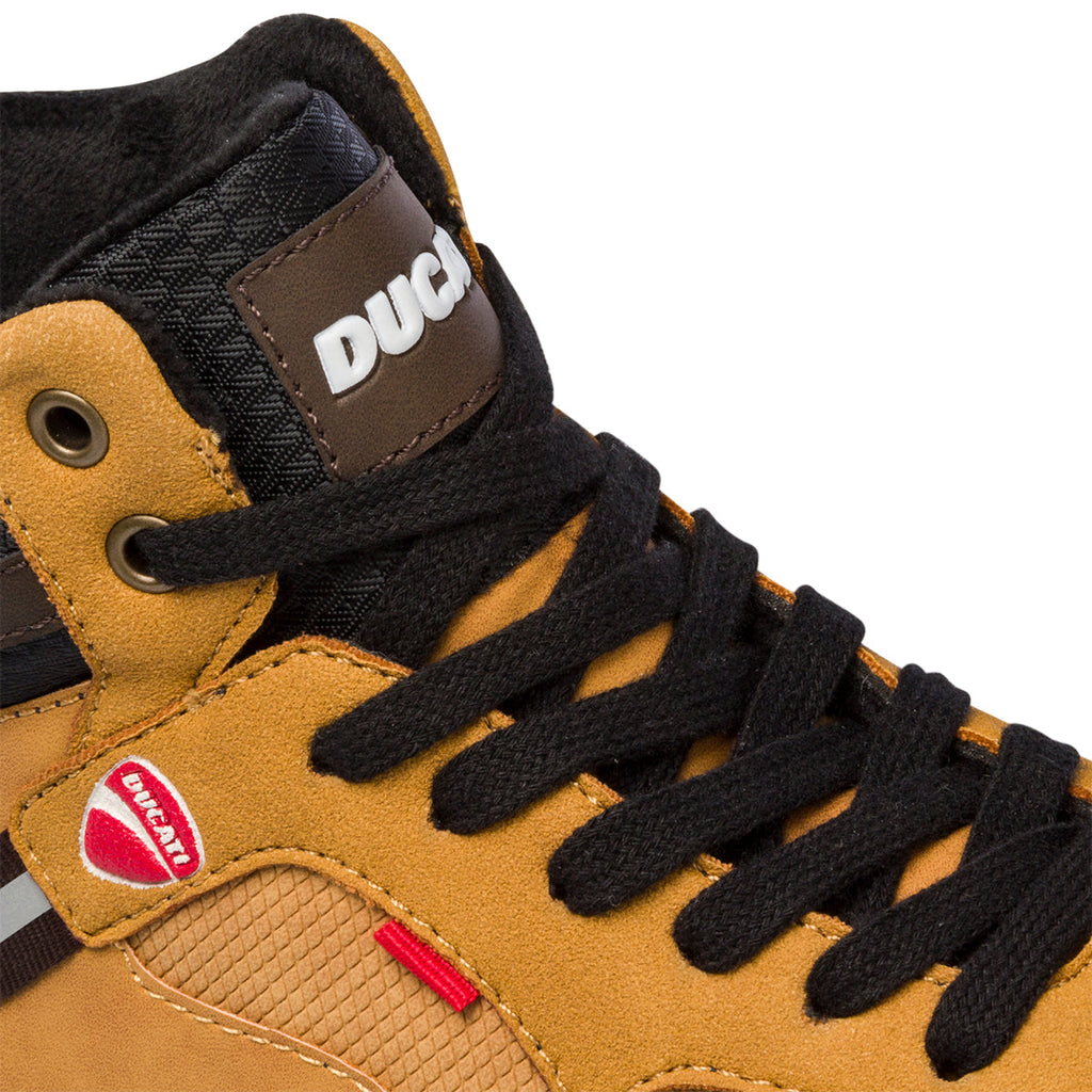 Sneakers alte ocra da uomo con logo laterale Ducati