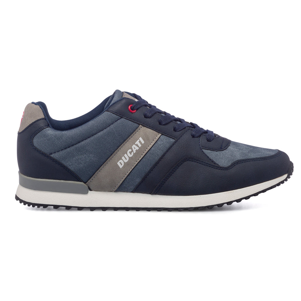 Sneakers blu jeans da uomo con logo laterale Ducati