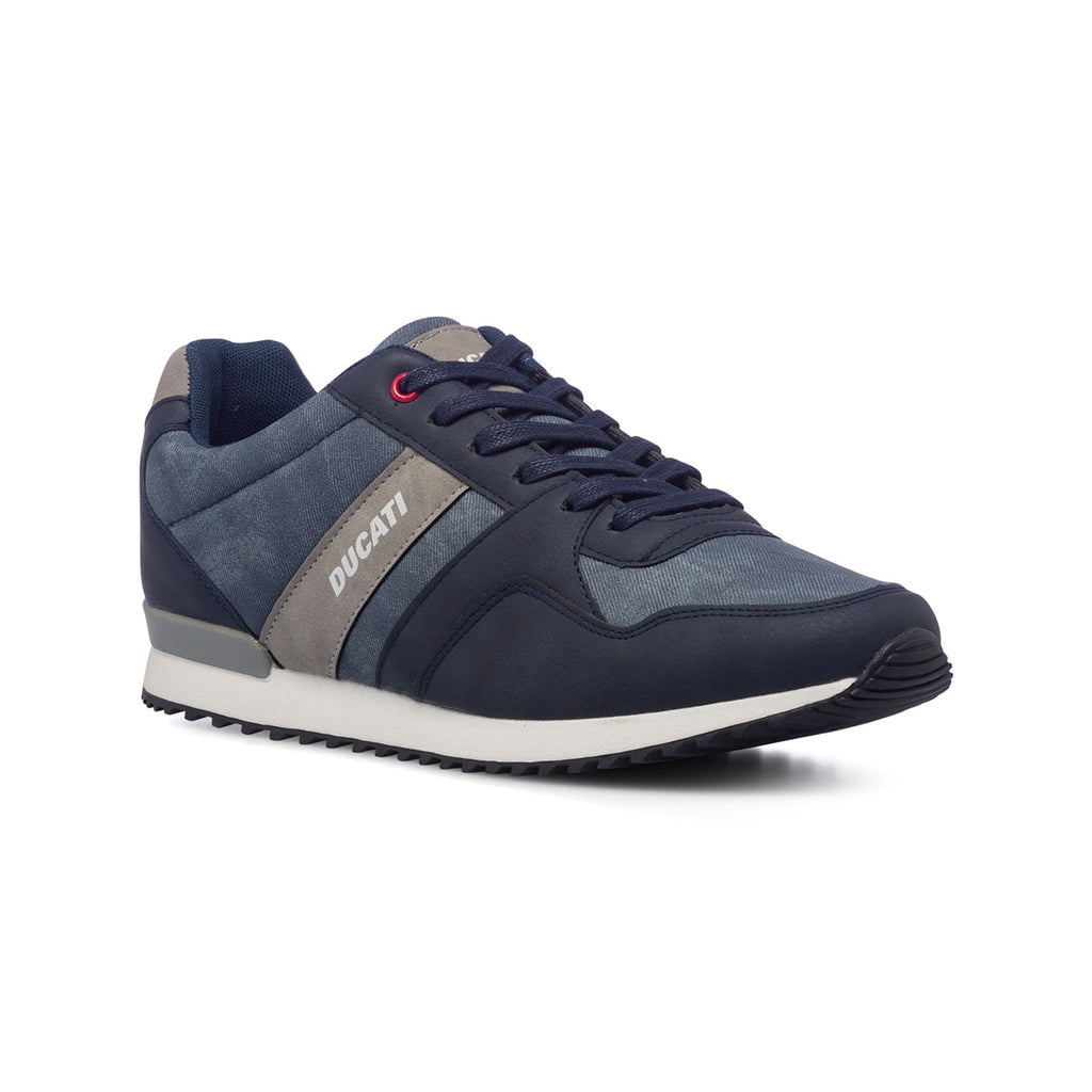 Sneakers blu jeans da uomo con logo laterale Ducati