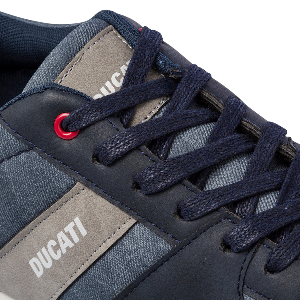 Sneakers blu jeans da uomo con logo laterale Ducati