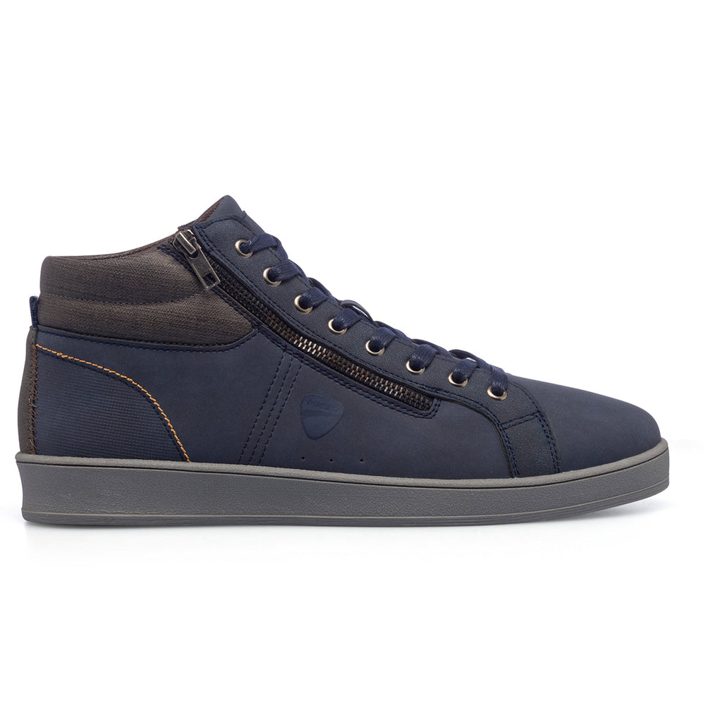 Sneakers alte blu navy da uomo con zip laterale Ducati