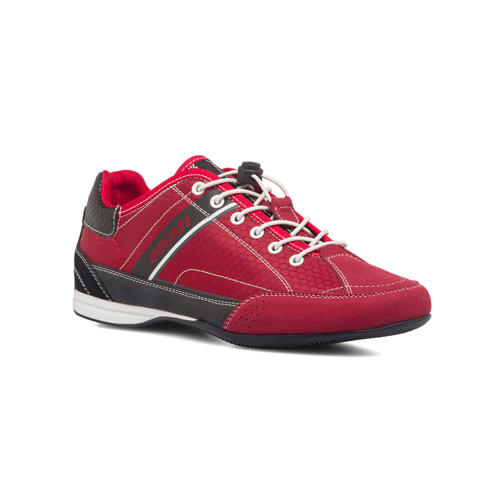 Sneakers rosse in tessuto da uomo con logo laterale Ducati