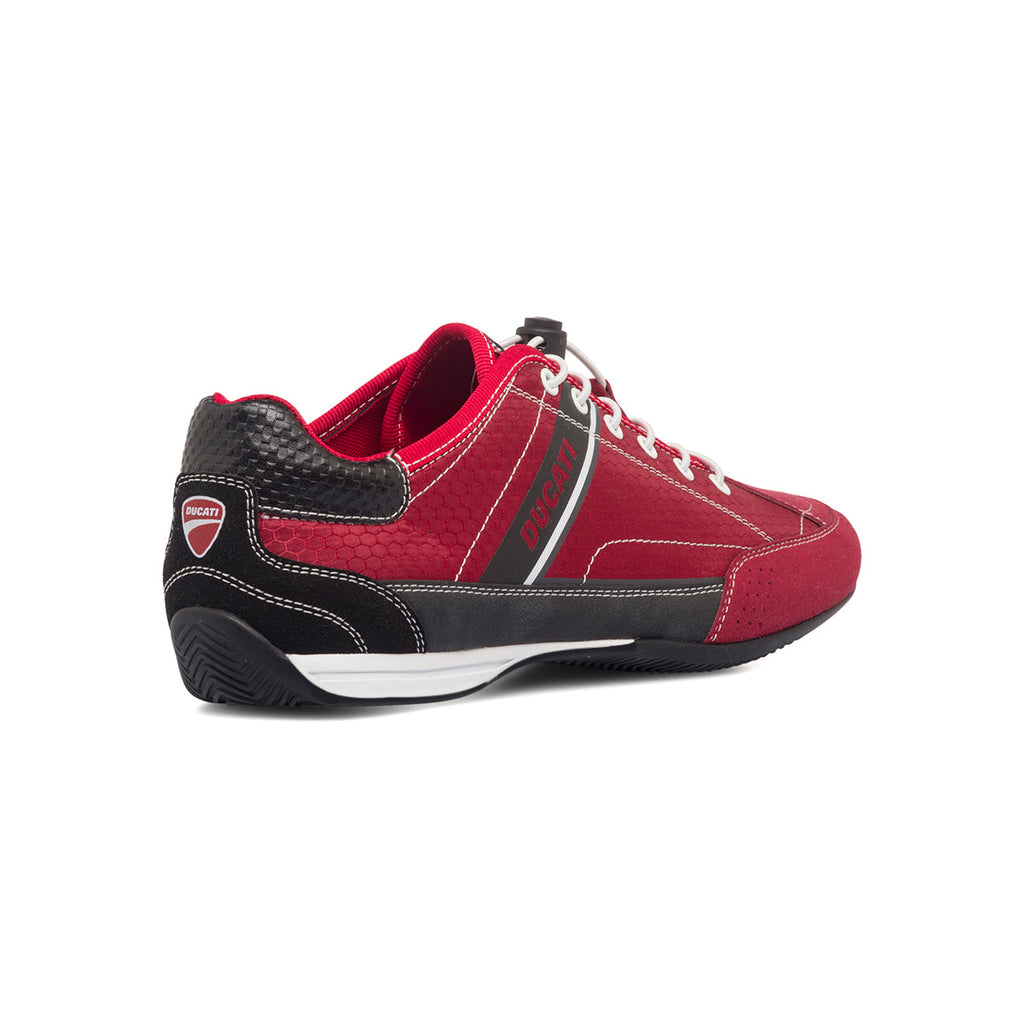 Sneakers rosse in tessuto da uomo con logo laterale Ducati