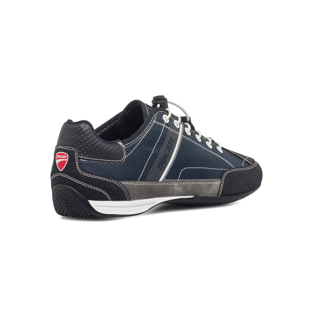 Sneakers blu in tessuto da uomo con logo laterale Ducati