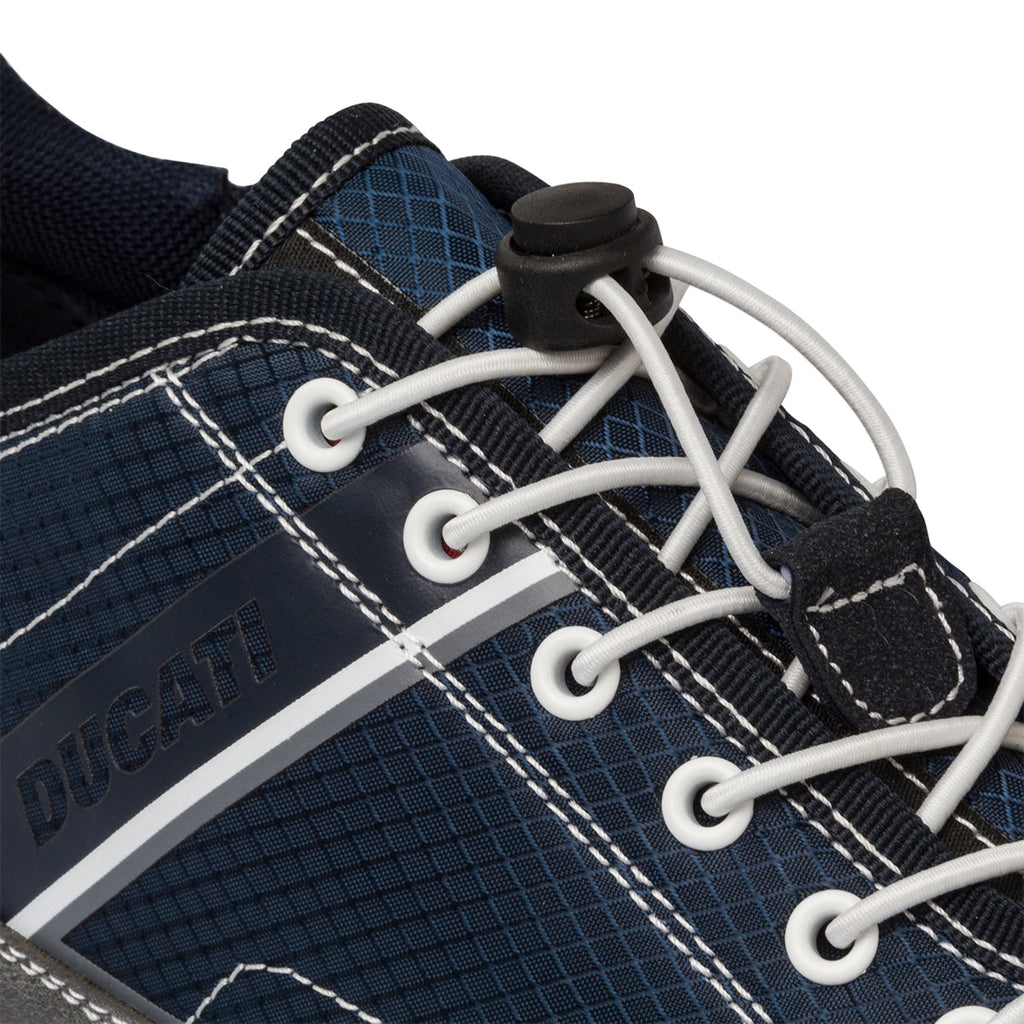 Sneakers blu in tessuto da uomo con logo laterale Ducati